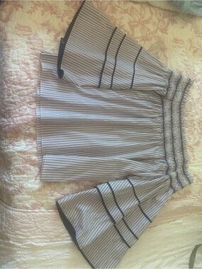 Parker Navy and pink  Striped Smocked Top